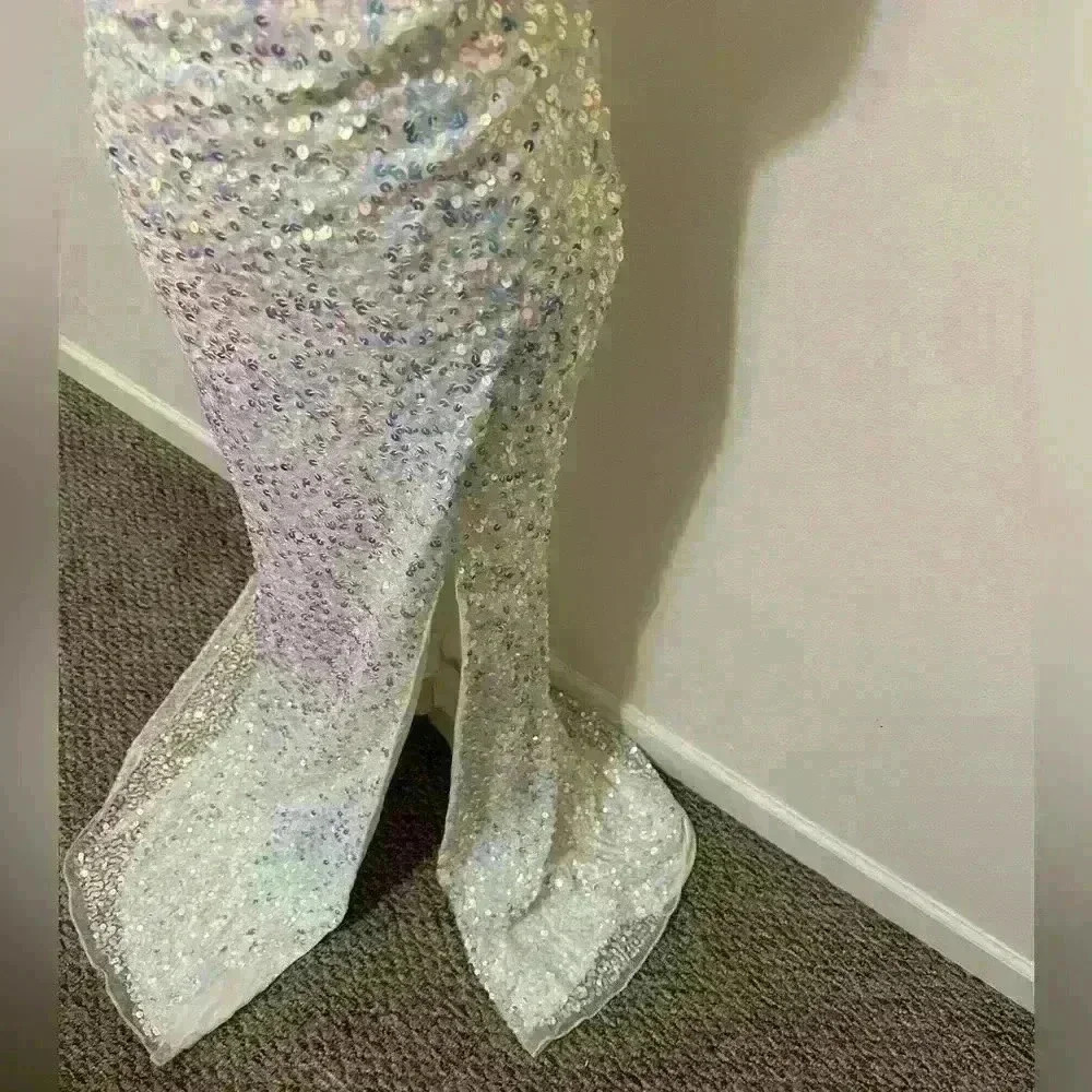 Primavera Formal Prom Dress White with Pastel Sequins Size 4 - Picture 3 of 10